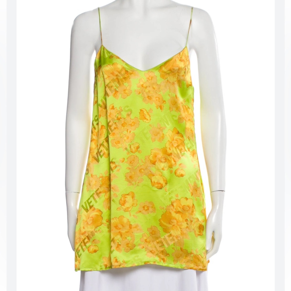 VETEMENTS Yellow Acid‎ Flower Slip Shirt